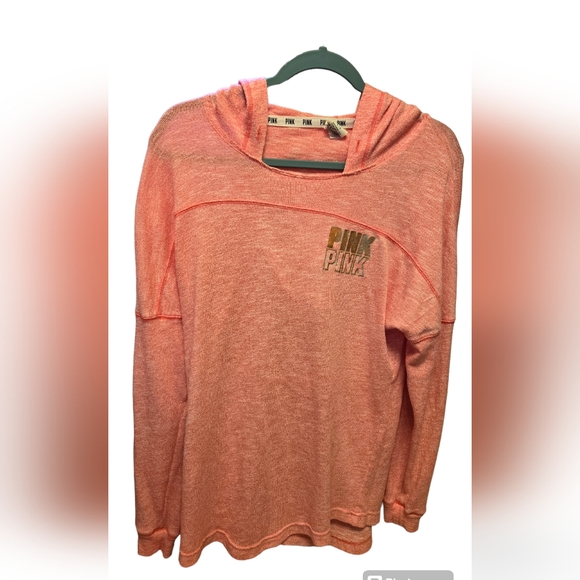 PINK Victoria's Secret Tops - VICTORIA'S SECRET PINK Lightweight Bling Hoodie Peekaboo Open Back Women's S